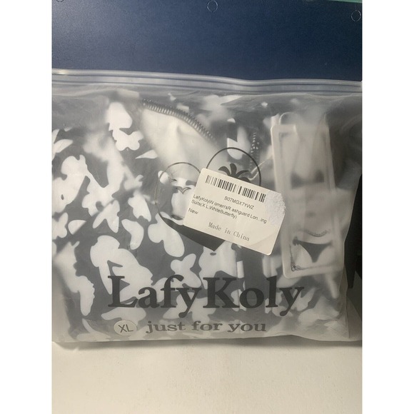 NEW With Tags LafyKoly XL Long Sleeved Black One Piece Padded/ Zipper Swimsuit - Picture 4 of 5